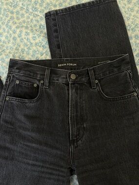 Denim Forum Farrah Hi Rise Black Jeans Wide Leg